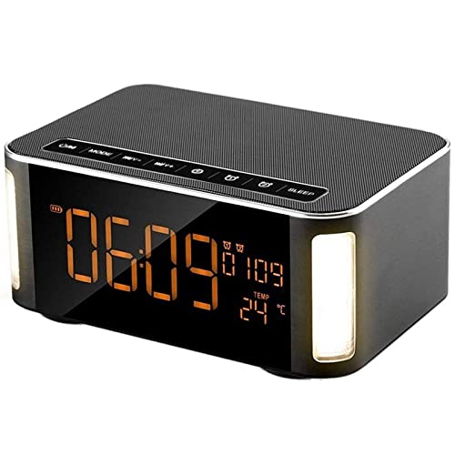 HXRLSIPO Altavoz Altavoz,Altavoz,Altavoz Despertador con Led,Manos Libres,Dos subwoofer pasivos,Tiempo,Tempe