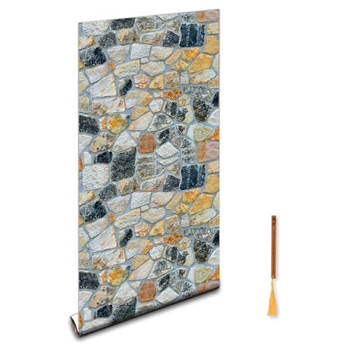 Papel pintado de piedra autoadhesivo 44.5x800CM vinilo de ladrillo gris 2