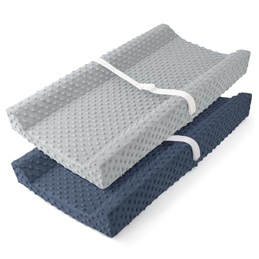 Susurration 2Pack Changing Pad Covers Super Soft Minky Dots Plush Changing Table Covers 33x17x7in Breathable Changing Pad Sheets for Unisex Baby Girls and Boys (Grey&Blue)