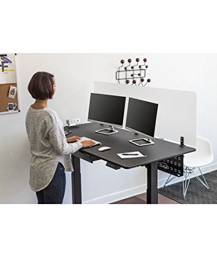 Stand Up Desk Store Under Desk Cable Management Tray Black Horizontal Computer Cord Raceway and Modesty Panel (Black, 51") thumbnail 2