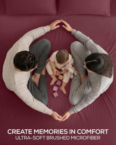 Image of Utopia Bedding Queen Sheet Set 4 Piece Soft Sheets - Burgundy