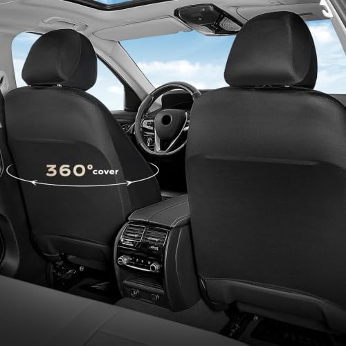 Image of Coverado Car Seat Covers Front Pair, Automotive Leather Seat Covers for Car,Universal Fit Front Back Seat Cover, Non-Slip Waterproof Breathable Car Seat Protector