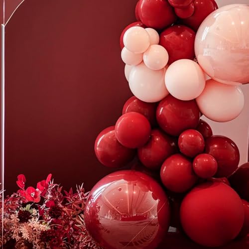 Image of Voircoloria 130pcs Ruby Red Balloons Different Sizes 18 inch 12 inch 10 inch 5 inch Dark Red Latex Balloon Garland Arch Kit for Birthday Baby Shower Graduation Wedding Valentine's Day Christmas Party Decorations