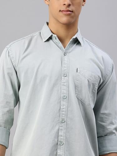 Image of Majestic Man Men's Washed Cotton Twill Casual Shirt - Comfort | Pure Cotton | Slim Fit | Full Sleeve | Casual Wear