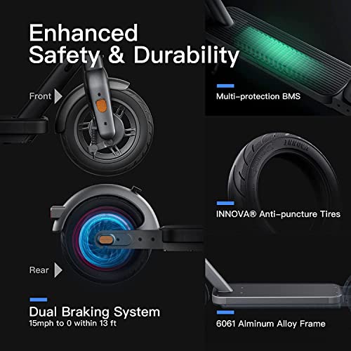 Blutron One S40 Electric Scooter, 700W Peak Power Motor, Impressive 25 Mile Range, 20 Mph, Dual Brakes & Suspension, 10'' Pneumatic Tires, Cruise Control, Foldable And Fast Charging Scooter #TOP4