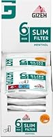 GIZEH Slim Filter Menthol 6 mm Durchmesser – Menthol Filter mit Klebefläche für besseren Halt im wiederverschließbaren Zip-Beutel - 10er Pack á 120 Filter in 15 mm Länge