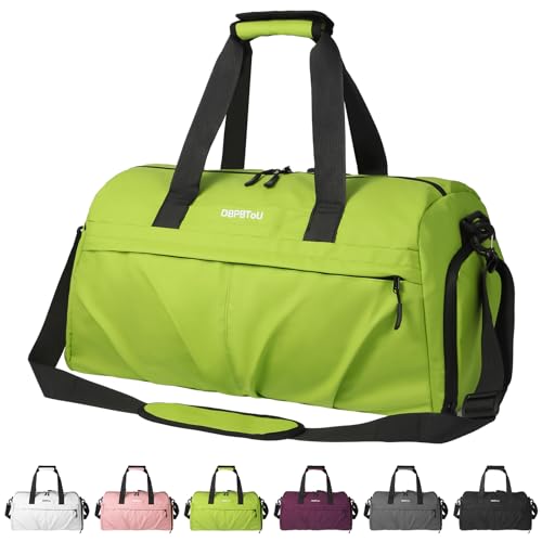 DBPBToU Borsone Palestra Donna Uomo Materiale Rigido, Borsa Palestra con Scomparto per Scarpe di Ventilazione, Borsone da Viaggio Donna Impermeabile (Verde)