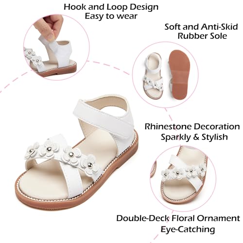Image of PHIRAMIN Toddler Flower Girl Sandals - Girl Dress Shoes Toddler Little Kid Wedding Party