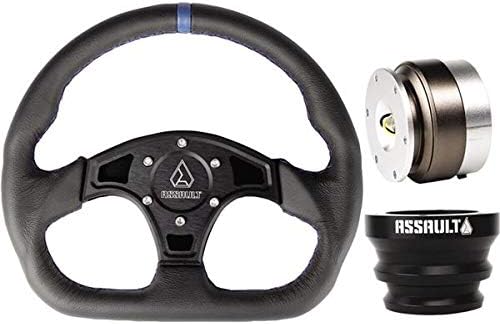 Assault Industries 100005SW0202K Black/Blue Stitch Ballistic D Steering Wheel Kit