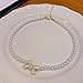 Vintage Bow Pearl Necklace Bow Pendant Imitation Pearl Clavicle Chain for Women Wedding Parties Fashion Jewelry Accessories (A)