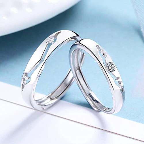 Bague ouverte élan argent S925 bijou réglable tendance - 3