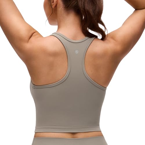 Image of CRZ YOGA Butterluxe Racerback Crop Tank Tops | Light Support, Removable Pads, Yoga, Extremely Soft, Scoop Neck, Longline Sports Bras for Women