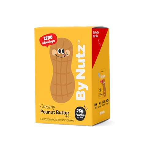 Image of By Nutz No Added Sugar Peanut Butter Packs,High Oleic,High Protein,Diabetes Friendly,Non-GMO (5 x 100g, 1 Box)