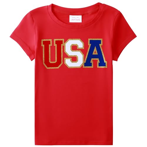 Image of 4th of July Shirts for Girls Patriotic American Flag Kids Clothing