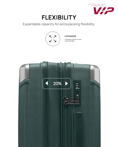 Image of VIP Shockedge Large Polycarbonate Hard Case 8-Wheel Trolley Bag, Green
