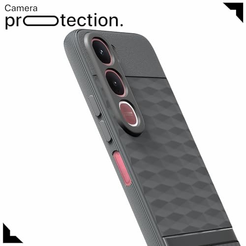 Image of Pikkme Back Cover for Vivo Y31 5G Camera Protection 3D Hexa Cube Design Silicone Protective Bumper Case (Grey)