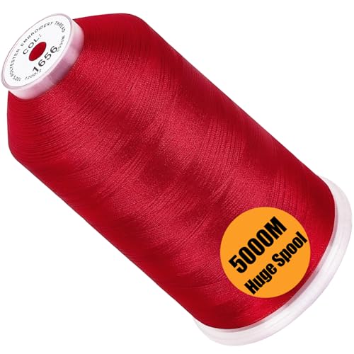 Image of New brothread - Single Huge Spool 5000M Each Polyester Embroidery Machine Thread 40WT for Commercial and Domestic Machines - Christmas Red