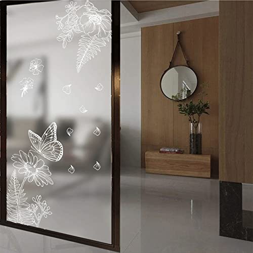Pellicola Finestre Pellicola Privacy,Pellicola Per Finestra In Vetro Smerigliato, Adesivo Per Vetri Smerigliato Pellicola Camera Letto, Ufficio, Bagno flores 80x200cm(WxH