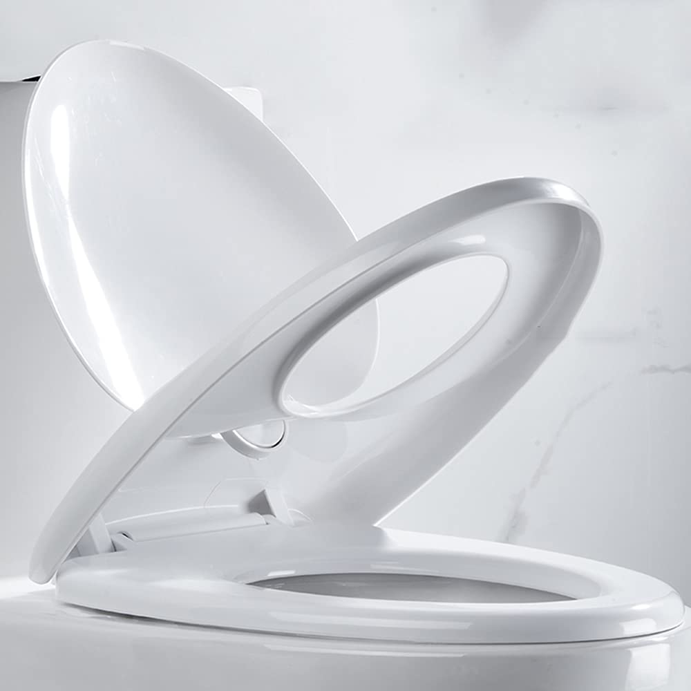 JWW Asiento De Inodoro Familiar Tapa Y Asiento De Inodoro con Asiento Reductor Infantil Y Cierre Suave Blanco Tapa WC Universal