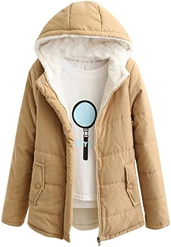 Snoly Casaco Feminino Casual de Inverno com Capuz e Zíper Forrado...
