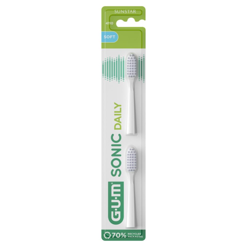 GUM Sonic Daily 2 Soft Toothbrush Heads 4110 - White
