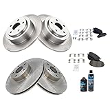 TRQ Front and Rear Brake Pad & Rotor Kit Brake Chemical Kit Brake Pads Brake Rotor Ceramic Compatible with 2003-2006 Subaru Baja 2002-2004 Legacy Outback