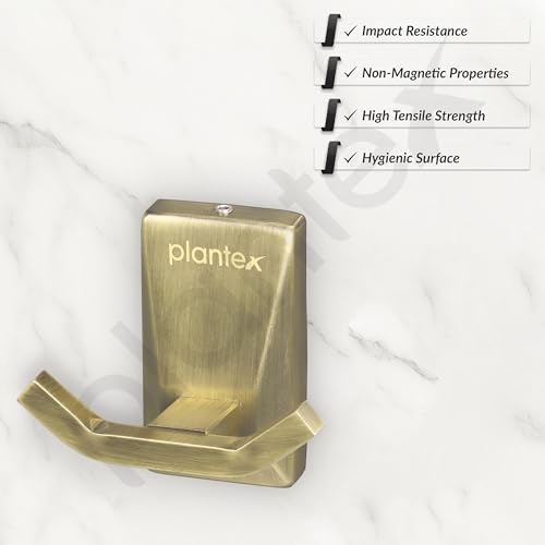 Image of Plantex 304 Grade Stainless Steel Robe Hook /Hanger for Bathroom /Robe Hooks for Bathroom /Hooks /Bathroom Accessories - Crystal (Brass Antique)