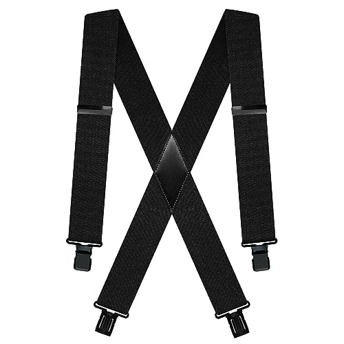 QCWQMYL Camo Suspenders for Men Heavy Duty Clips Hunting Skip Work Braces Suspenders for Big and Tall 2 Mens Suspenders Camouflage Black