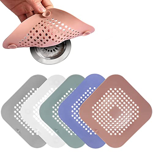 TOPTIME 5 pièces crépine de vidange en Silicone, crépine de vidange de Cheveux Gratuite, Couvercle de vidange de Baignoire, crépine de vidange, crépine d'évier de Cuisine de qualité supérieure Cover