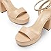 DREAM PAIRS Platform High Heels for Women Chunky Round Open Toe Ankle Strap Stylish Heeled Sandals for Party Prom Wedding,Size 8,Nude-Pu,SDHS2423W