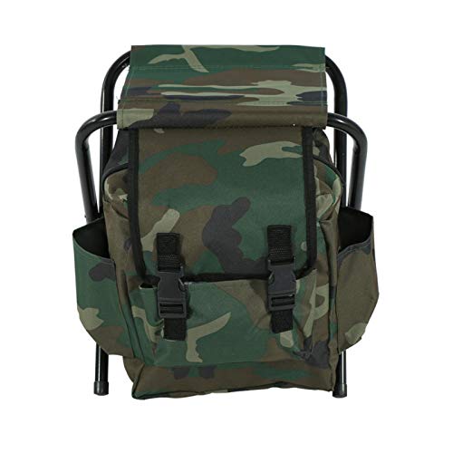 Tabouret de camping en plein air pliable, siège de transport pratique de tabouret avec sac de rangement, sac à dos portatif de camouflage de 90 kg avec deux épaules pour le camping, la pêche, l'alpini