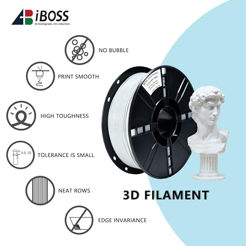 Image of iBOSS 3D PLA+ Filament 1.75mm 1Kg Marble, 1.75MM 3D Filament, 3D Printer Filament PLA Pro Tougher and Stronger, Dimensional Accuracy + /- 0.02mm Fits for Most FDM 3D Printers(Marble White)