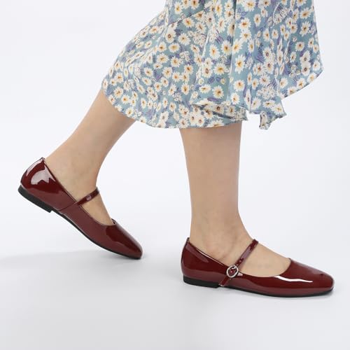Image of Women's Mary Jane Shoes, Ballet Flats for Women, Square Toe Shoes for Women