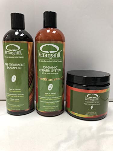 KERARGANIC - Formaldehyde Free - Organic Keratin System Set (16oz/ 473ml) - 3 Steps Treatment