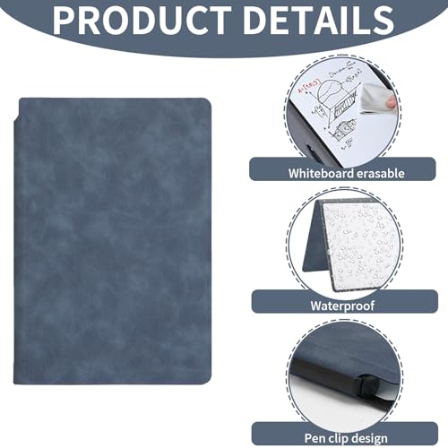 HEOUCH Kleine Blaue Faltbare Doppelseitige Schreibtafel, Kein Magnet, Abwischbar, Mini Whiteboard, Tragbares Notizbuch, mit Markern und Whiteboard Tuch für Zuhause, Büro, Schule