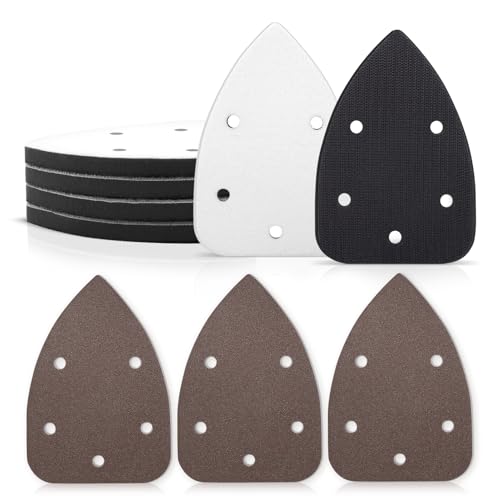 6 Pack 5 Hole Mouse Detail Interface Pads, Hook &amp; Loop Triangle Sanding Pad