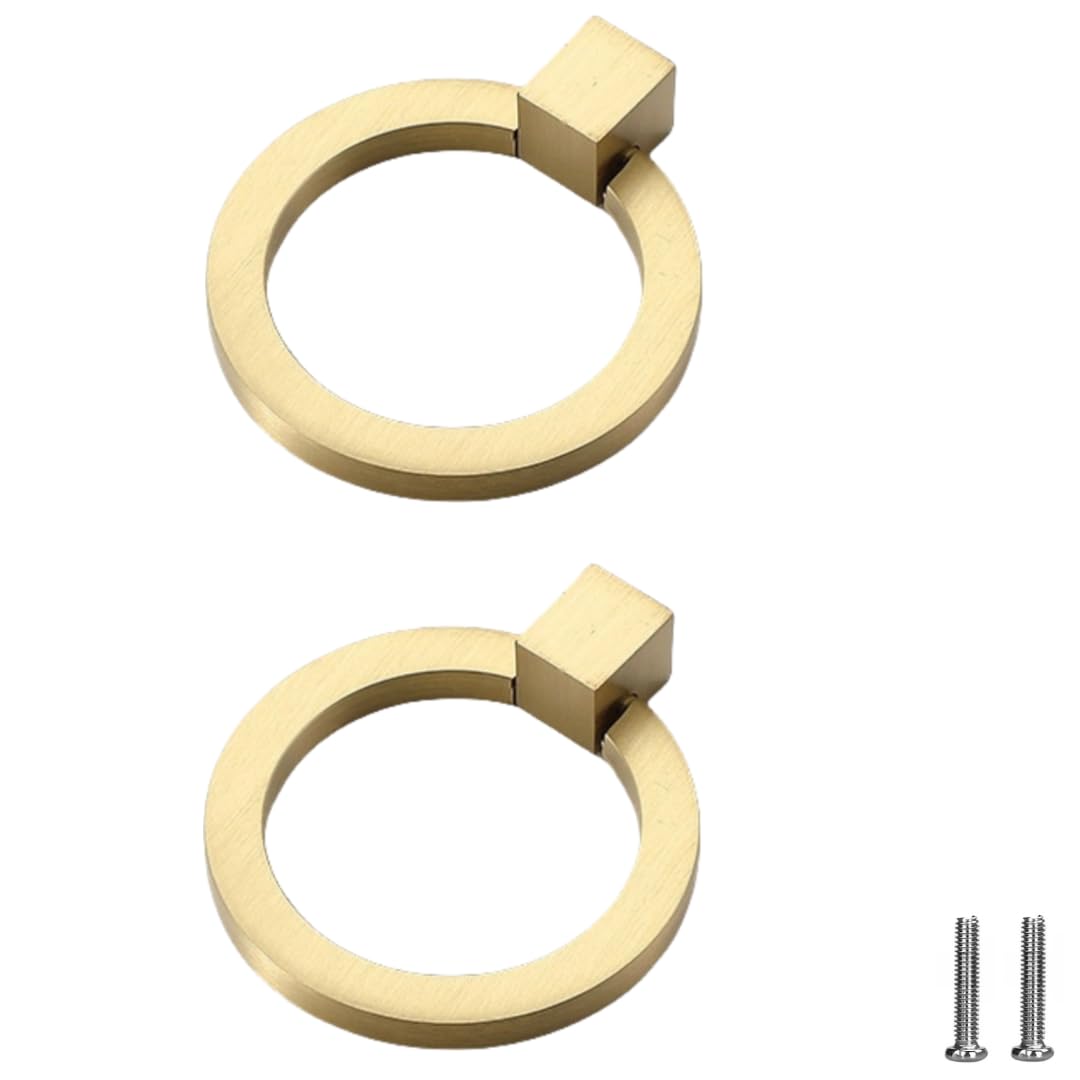 Poignée boutons lot de 2 en laiton doré 50x45mm pour boutons de portes et tiroirs suspendus
