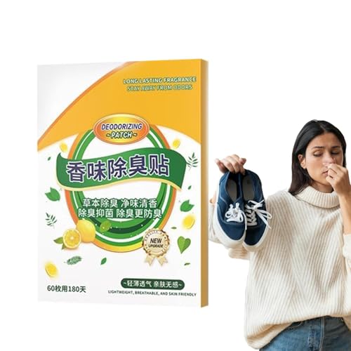 Monozoz Calcomanías desodorizantes para zapatos, calcomanías cómodas para zapatos, eliminador de olores de pies de acción rápida, calcomanías de plantilla de zapatos con aroma a limón, removedor de