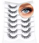 GOSEEK 7 Pairs False Eyelashes Soft Natural Look 3D Fake Eyelashes 100% Handmade Long Lashes Natu...