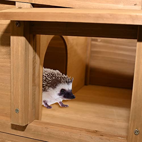 Unibos | Luxury Hedgehog House | Hedgehog Feeding Station | Hedgehog Hibernation Shelter | Hedgehogs Wooden Houses | Safe & Secure Predator Proof | Pitched Roof | Waterproof | 45x41x26.2cm
