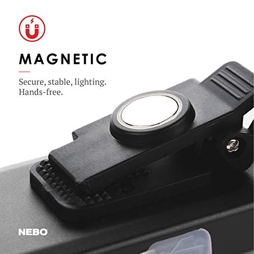 Nebo Slim Work Light, Usb Rechargeable Bright Pocket Light With Clip, Hook And Magnetic Base For Hands-Free Lighting Portable Cob Led Dimmable Work Light Flashlight 500 Lumens -Black #TOP3
