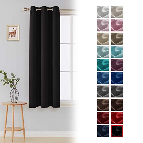 Deconovo 100% Blackout Curtains Solid Room Darkening Thermal Insulated Grommet Window Black Curtain Living Room, 42X63 Inch,1 Panel #TOP1