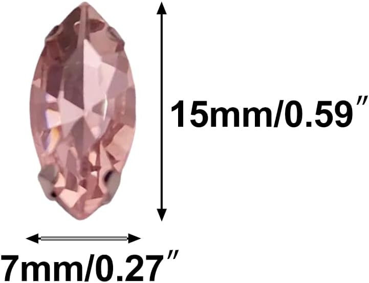 20pcs Horse Eye Shape Glass Rhinestones with Claw, Flatback Faceted Gems for Sewing Needlework, Pink 7x15mm(20pcs)