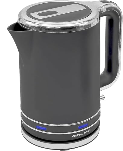 Andrew James Fast Boil Electric Kettle, Large 1.7L Capacity, Cordless Quiet Kettle with Reusable Filter, Quick Boil, Modern, Stylish, Practical, Lumiglo 3000W (Grey)