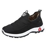 Generic Mode Winter Damen Sportschuhe Flach Leicht Slip On Einfarbig Kurz Warm Und Bequem Damen Schuhe Keilabsatz (Black, 37)