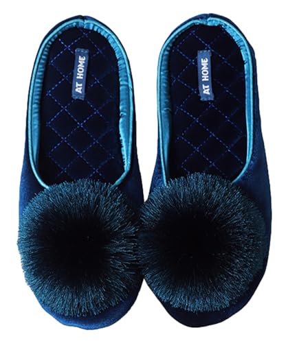 Luxurious Velvet Sandals for Women High Class Slippers with Pompom Elegant House Shoes Indoor Outdoor