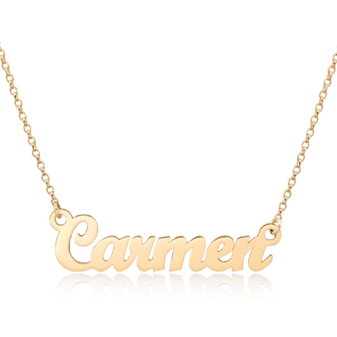 Collar Personalizable con Nombre en Plata de Ley 925 para Mujer. Detalle precioso personalizado para regalo de Navidad, Día de la Madre, Cumpleaños. Hecho en España. (Collar Clásico Oro)