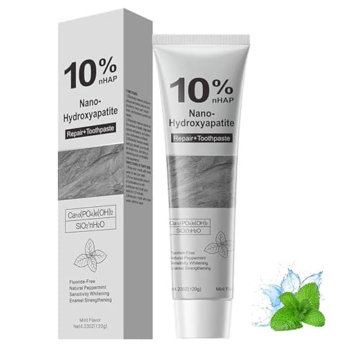 Hydroxylapatit Zahnpasta mit 10% Nano-Hydroxylapatit Fluoridfreie Zahnpasta für empfindliche Zähne & tägliche Zahnpflege Sanfte Aufhellung & milde Minzfrische 120 g