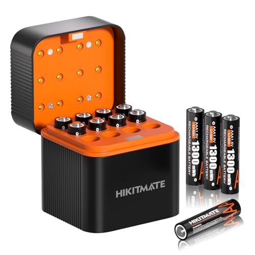 HIKITMATE 12 Pack Rechargeable Lithium AAA Batteries Kit, 1.5V 1300mWh