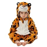 Decorie Kostuum baby carnavalskostuums kinderen jongens meisjes flanel onesie baby pyjama rompers met capuchon dier sneeuwpak baby kleding jumpsuit overal, Panther, 30-36 Monate